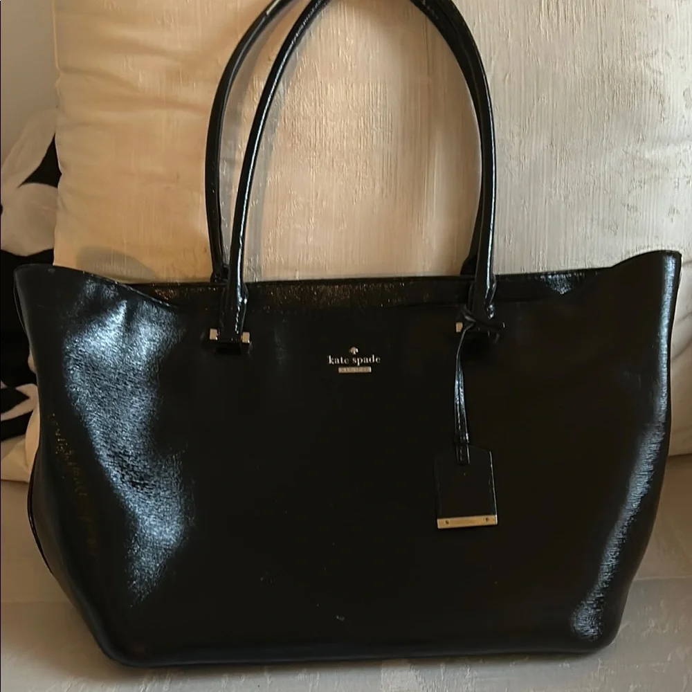 Kate Spade Black Leather Tote with Braided Handles